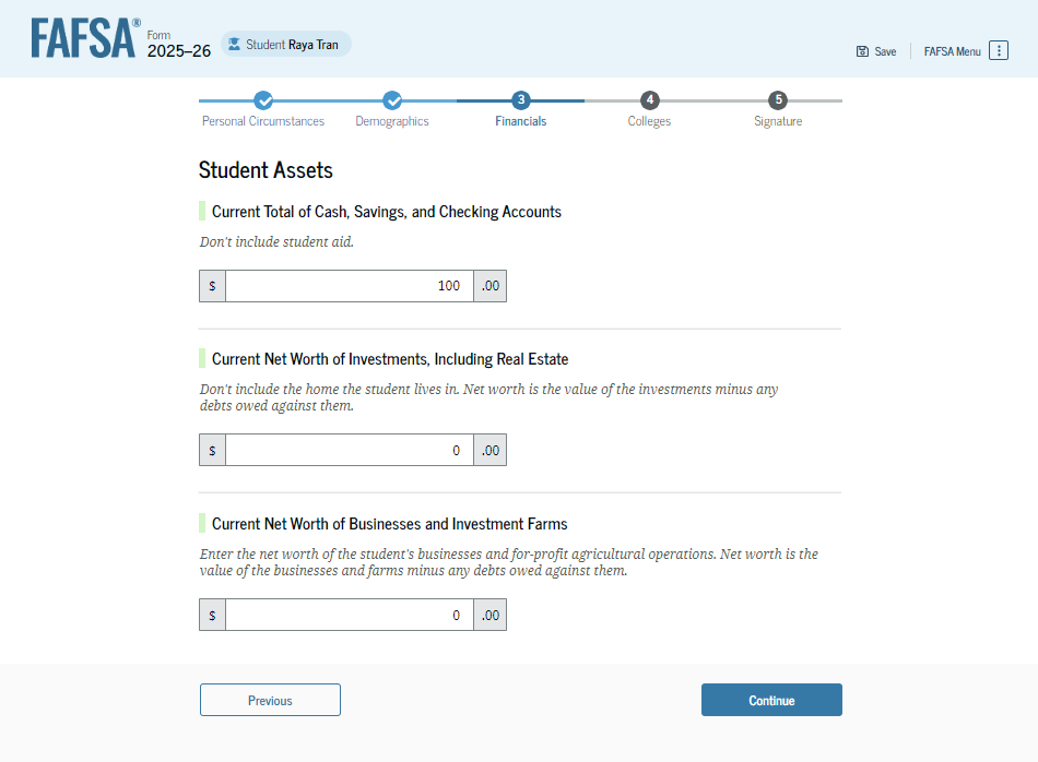 Fafsa guide screenshot student assets